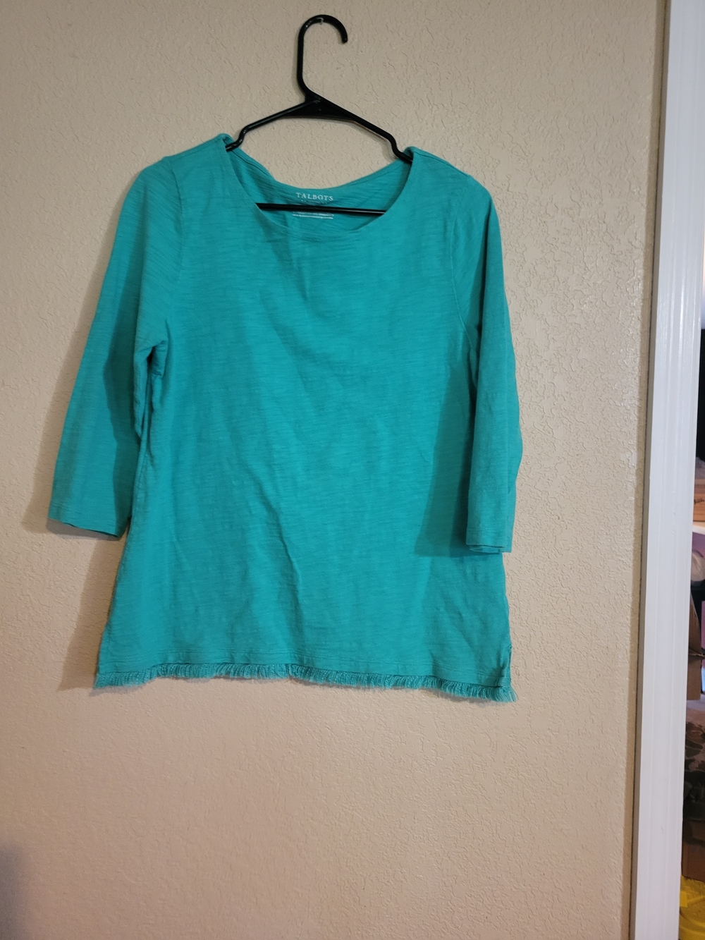 Talbots Teal Three-Quarter Sleeve Boatneck Top